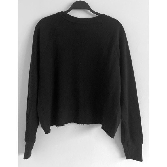 Sundry Women's Leopard Chantilly Heart Cut Off Raw Hem Sweatshirt Anthro RARE - Picture 8 of 14